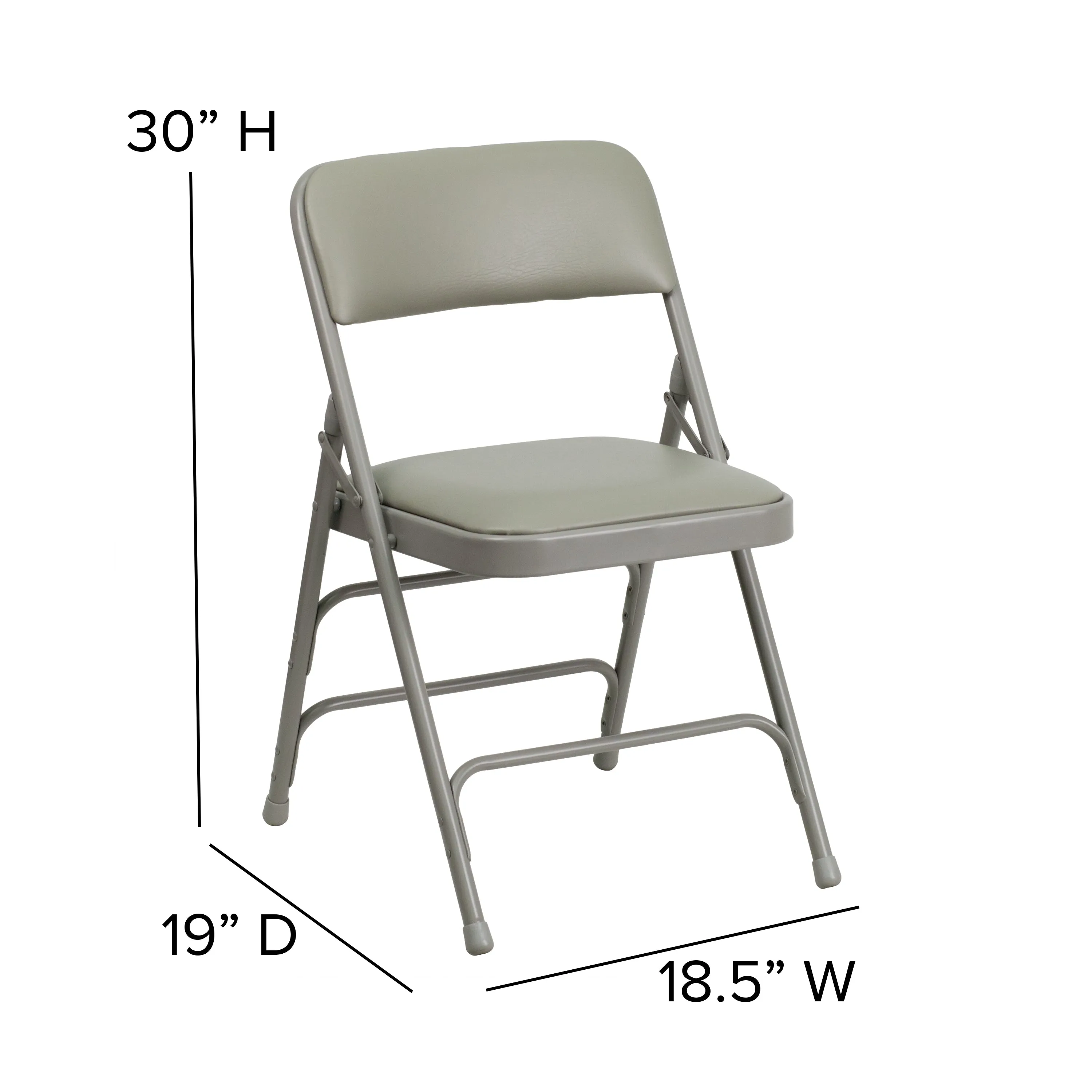 2 Pack HERCULES Series Curved Triple Braced & Double Hinged Gray Vinyl Metal Folding Chair