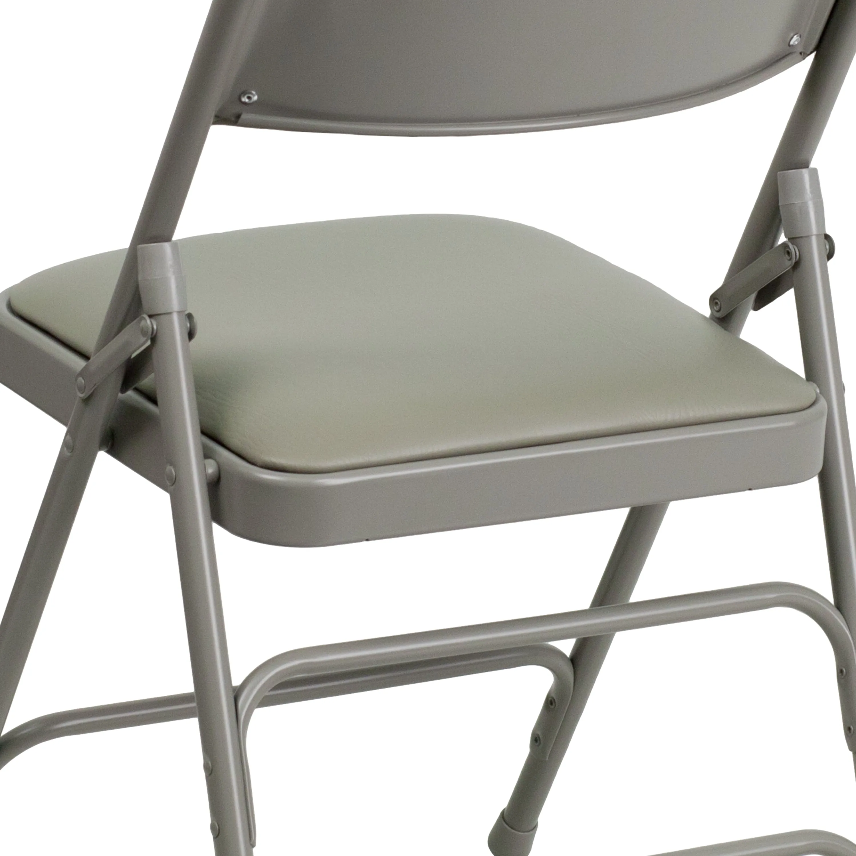 2 Pack HERCULES Series Curved Triple Braced & Double Hinged Gray Vinyl Metal Folding Chair