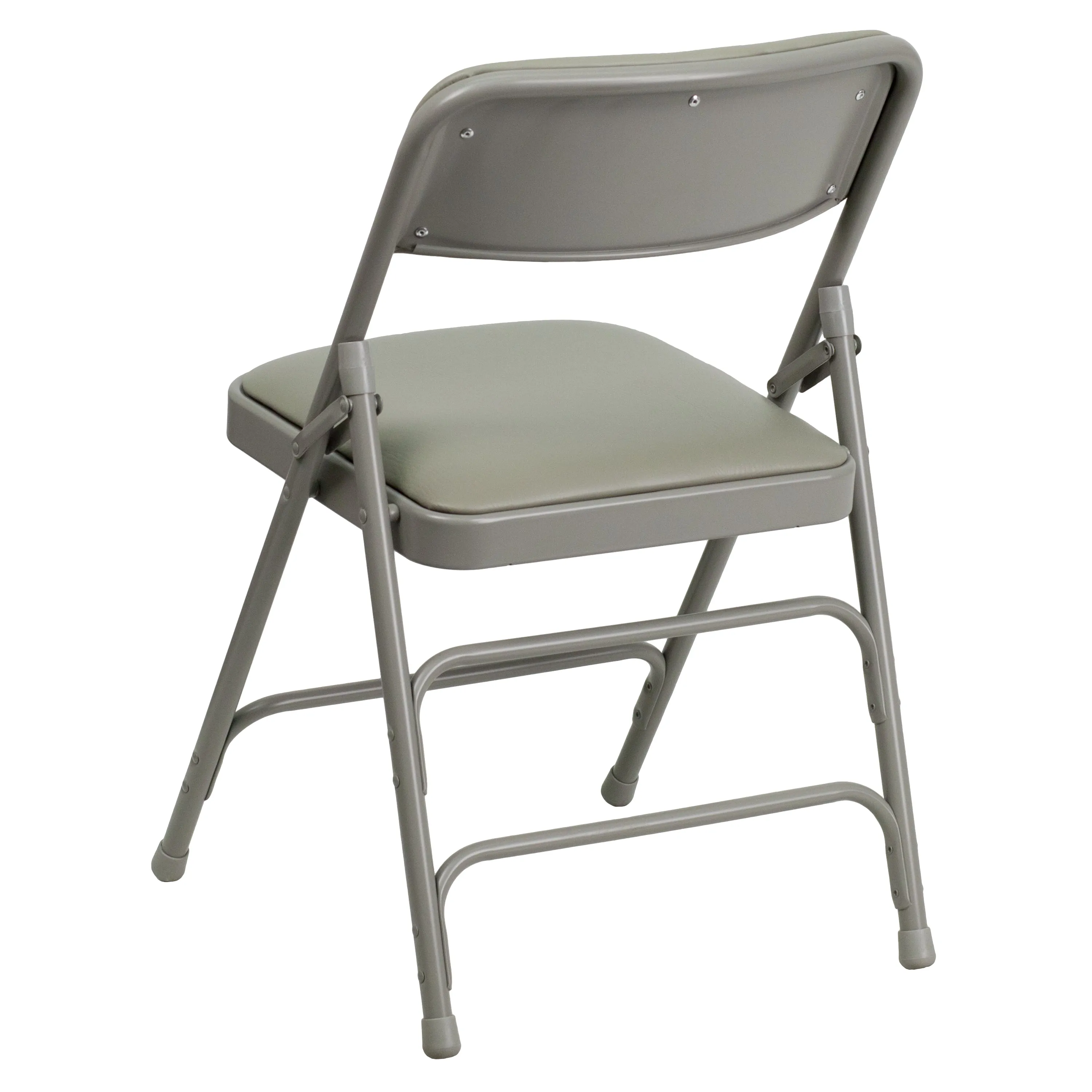 2 Pack HERCULES Series Curved Triple Braced & Double Hinged Gray Vinyl Metal Folding Chair