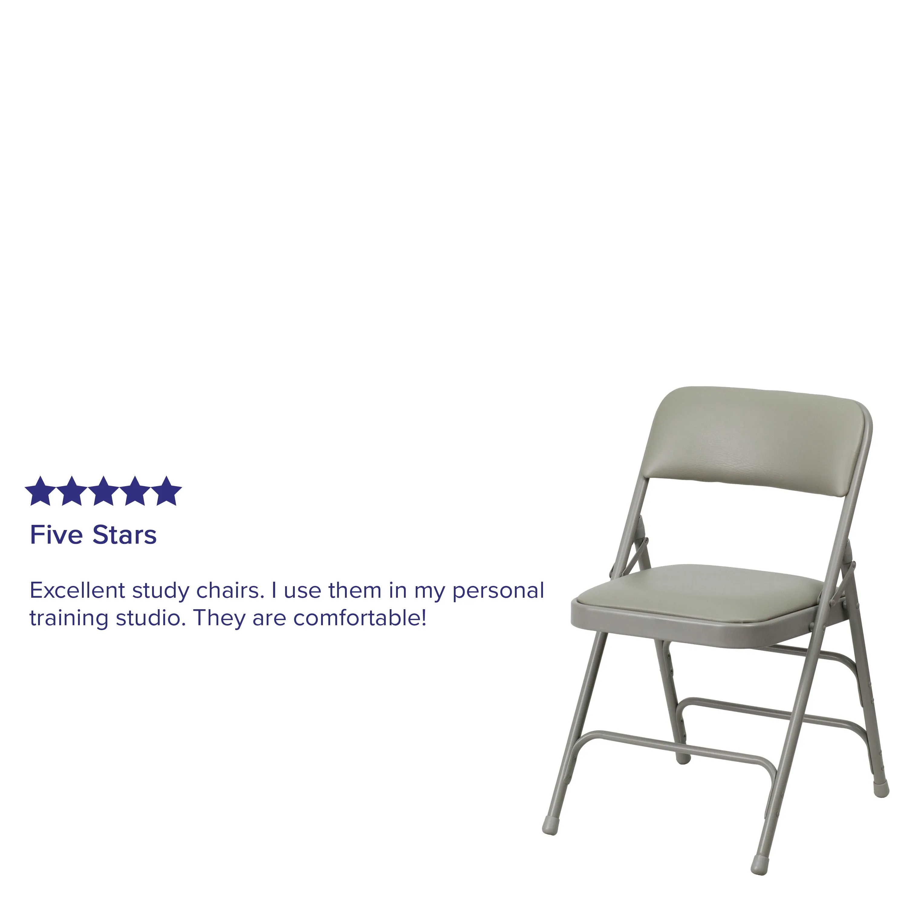 2 Pack HERCULES Series Curved Triple Braced & Double Hinged Gray Vinyl Metal Folding Chair