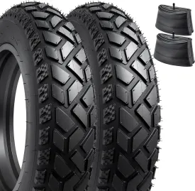 2-PCS 26" Heavy Duty Fat E-Bike Tires 26 x 4.0/102-559 and 2-PCS 26"x4.0" Bike Tubes Scharder Valve Compatible with 26x4.0 26x4 E-Bike All-Terrain Directional Tread Bicycle Tires and Tubes