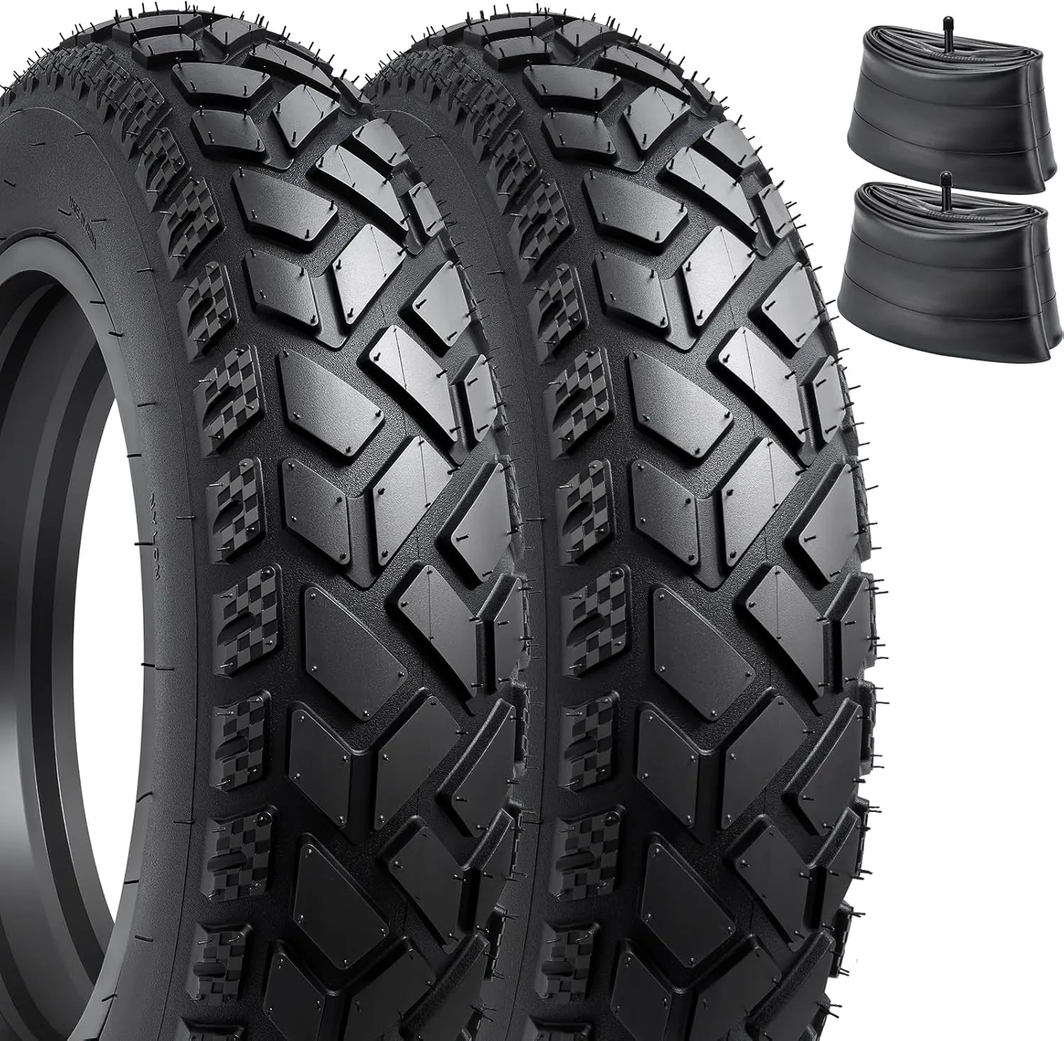 2-PCS 26" Heavy Duty Fat E-Bike Tires 26 x 4.0/102-559 and 2-PCS 26"x4.0" Bike Tubes Scharder Valve Compatible with 26x4.0 26x4 E-Bike All-Terrain Directional Tread Bicycle Tires and Tubes