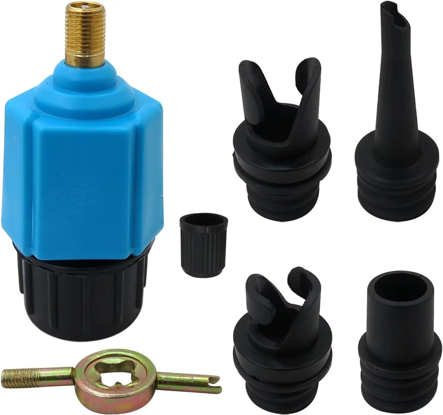 2024 NEW Inflatable SUP Pump Adaptor Air Pump Converter, Multifunction Sup Valve Adapter with 4 Air Valve Nozzles for Inflatable Boat, Stand Up Paddle Board, Inflatable Bed, Surf Paddle Board - Blue