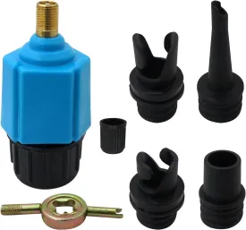 2024 NEW Inflatable SUP Pump Adaptor Air Pump Converter, Multifunction Sup Valve Adapter with 4 Air Valve Nozzles for Inflatable Boat, Stand Up Paddle Board, Inflatable Bed, Surf Paddle Board - Blue