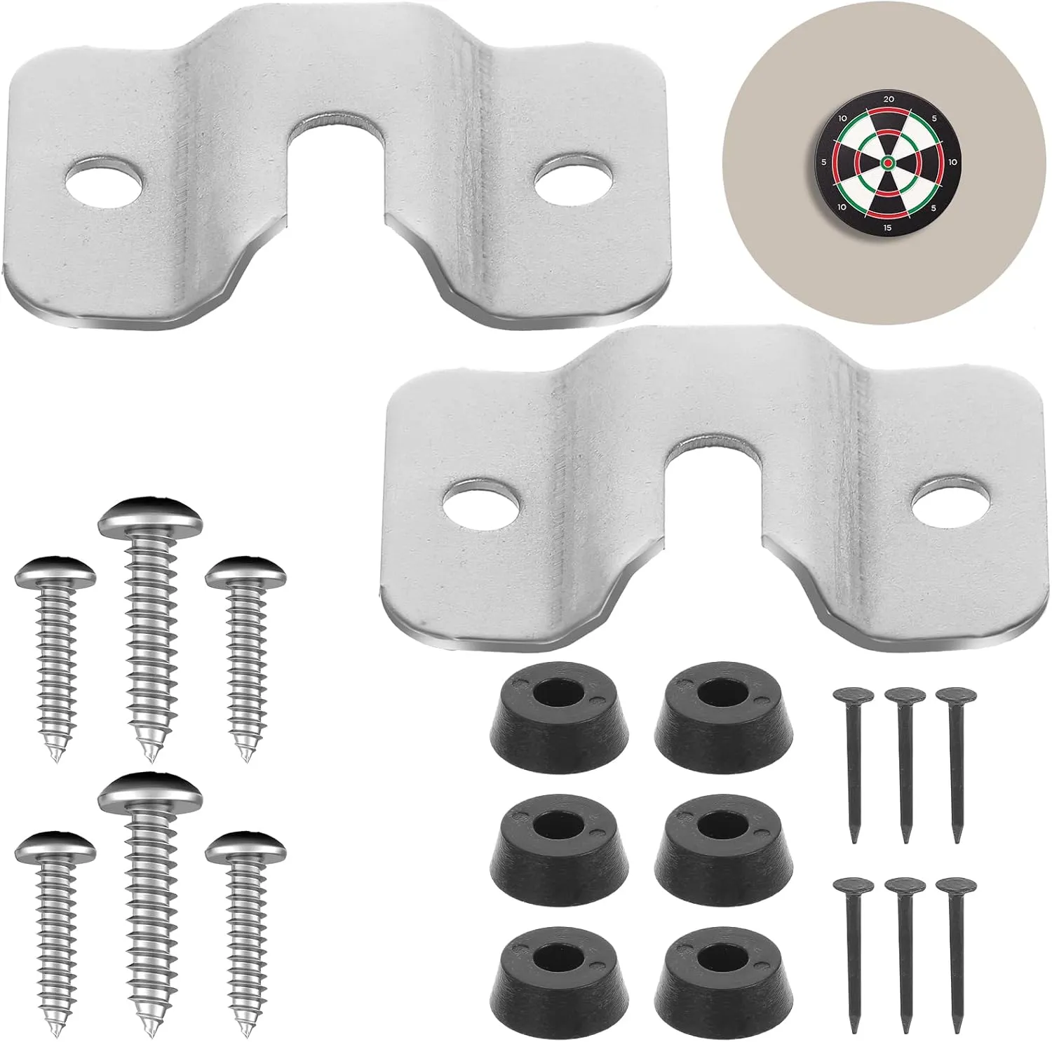 2Set Dartboard Hanger, Stainless Steel Dartboard Mounting Bracket Wall Bracket with Screws for Hanging Dartboard Dart Games