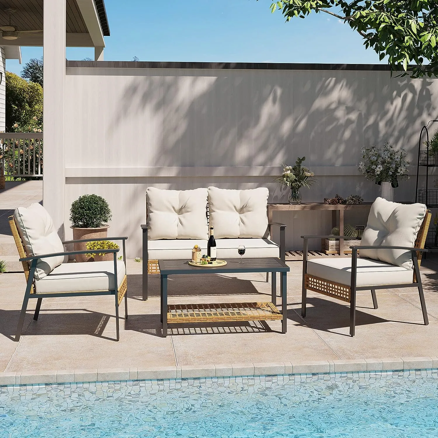 4-piece Rattan Conversation Set