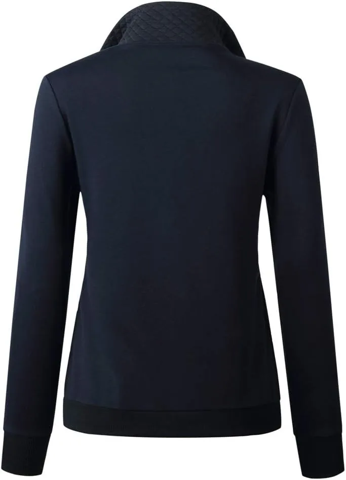 Barlver Womens Fashion Quarter Zip Stand Collar Sweatshirts Long Sleeve Plain Casual Ladies Pullovers Shirts Tops