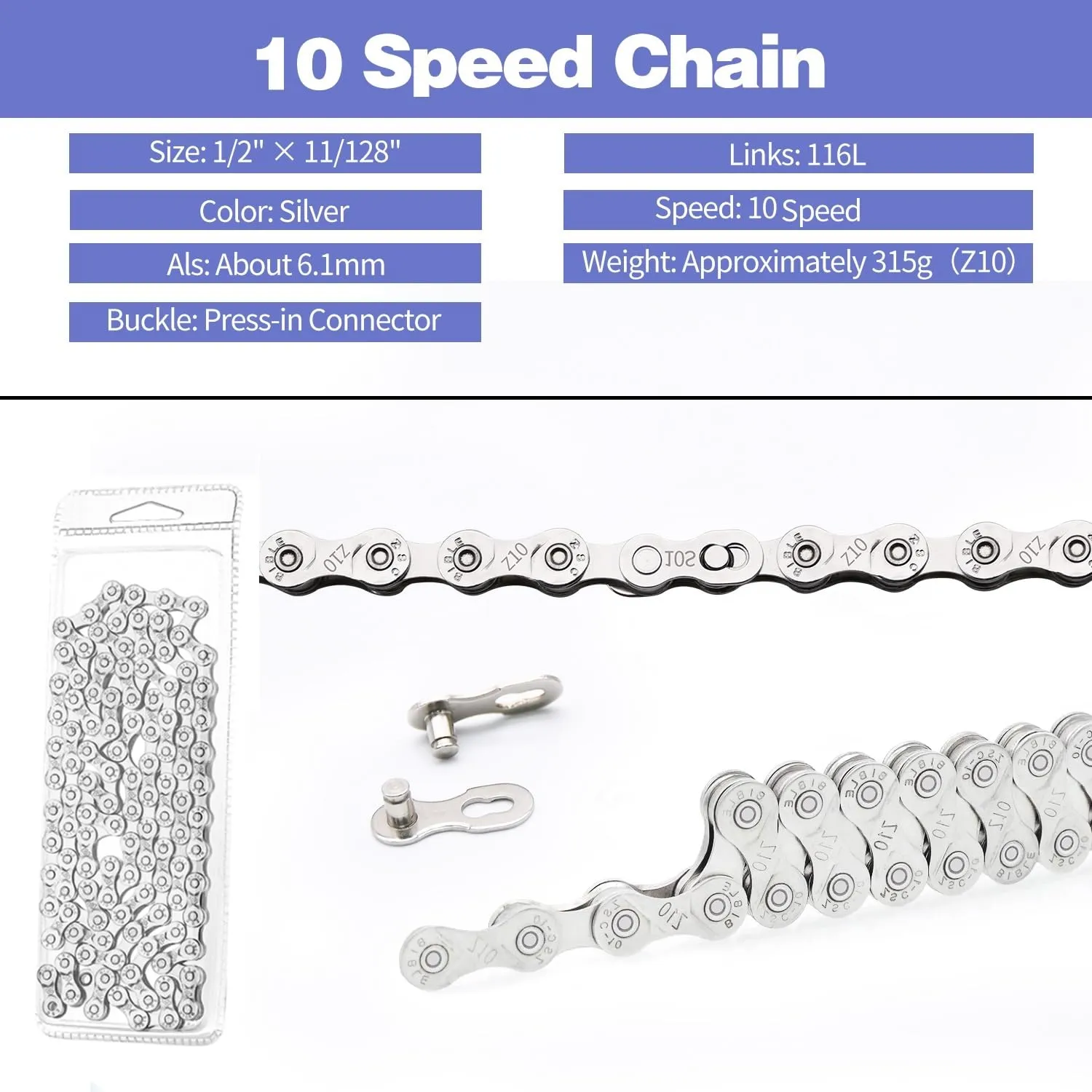 Bike Chain Kit, 10 Speed Multi-Function Bike Mechanic Repair Kit, Chain Breaker and Bike Link Plier with Hook and 6 Pairs Bicycle Buckle, Reusable (10 Speed Bike Chain Kit)