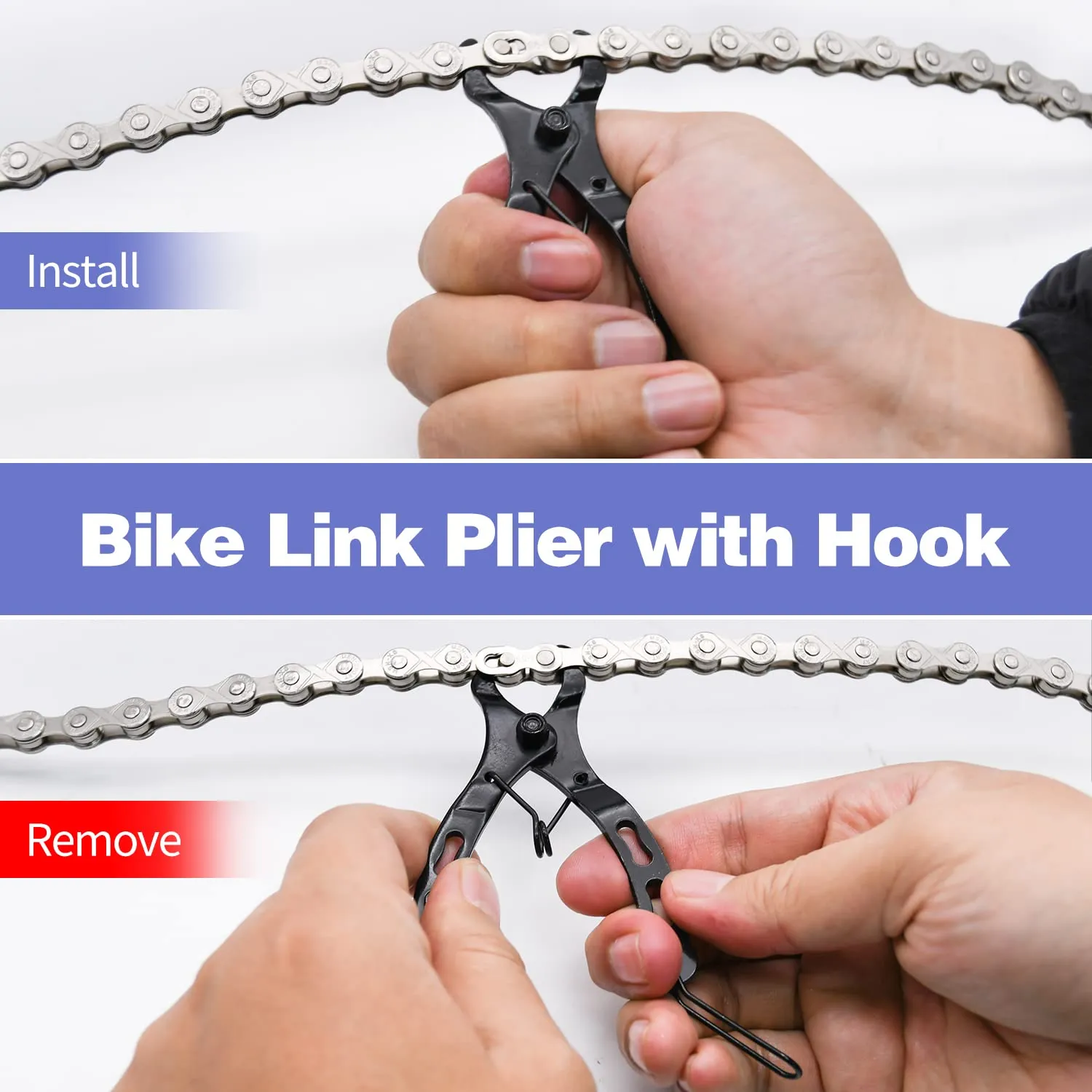 Bike Chain Kit, 10 Speed Multi-Function Bike Mechanic Repair Kit, Chain Breaker and Bike Link Plier with Hook and 6 Pairs Bicycle Buckle, Reusable (10 Speed Bike Chain Kit)
