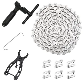 Bike Chain Kit, 10 Speed Multi-Function Bike Mechanic Repair Kit, Chain Breaker and Bike Link Plier with Hook and 6 Pairs Bicycle Buckle, Reusable (10 Speed Bike Chain Kit)