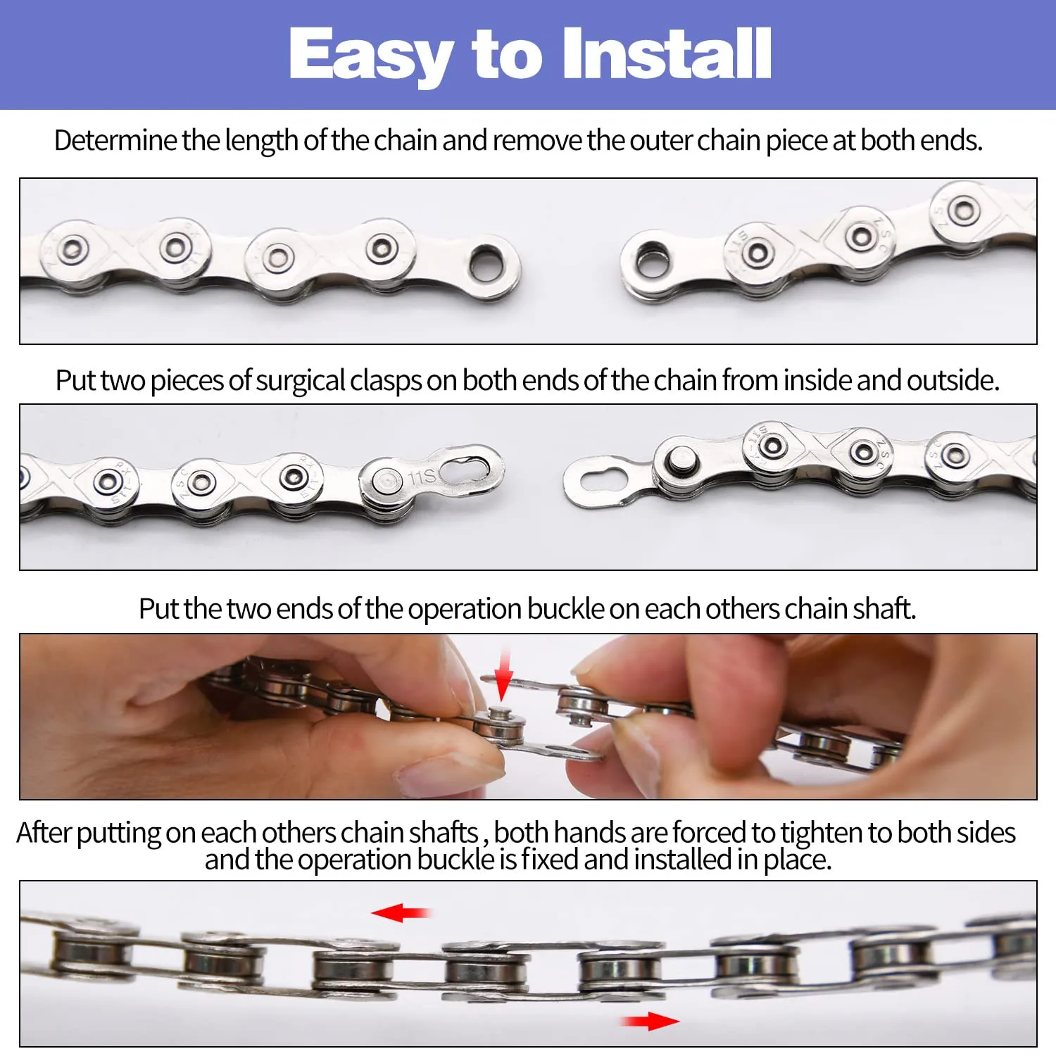Bike Chain Kit, 10 Speed Multi-Function Bike Mechanic Repair Kit, Chain Breaker and Bike Link Plier with Hook and 6 Pairs Bicycle Buckle, Reusable (10 Speed Bike Chain Kit)