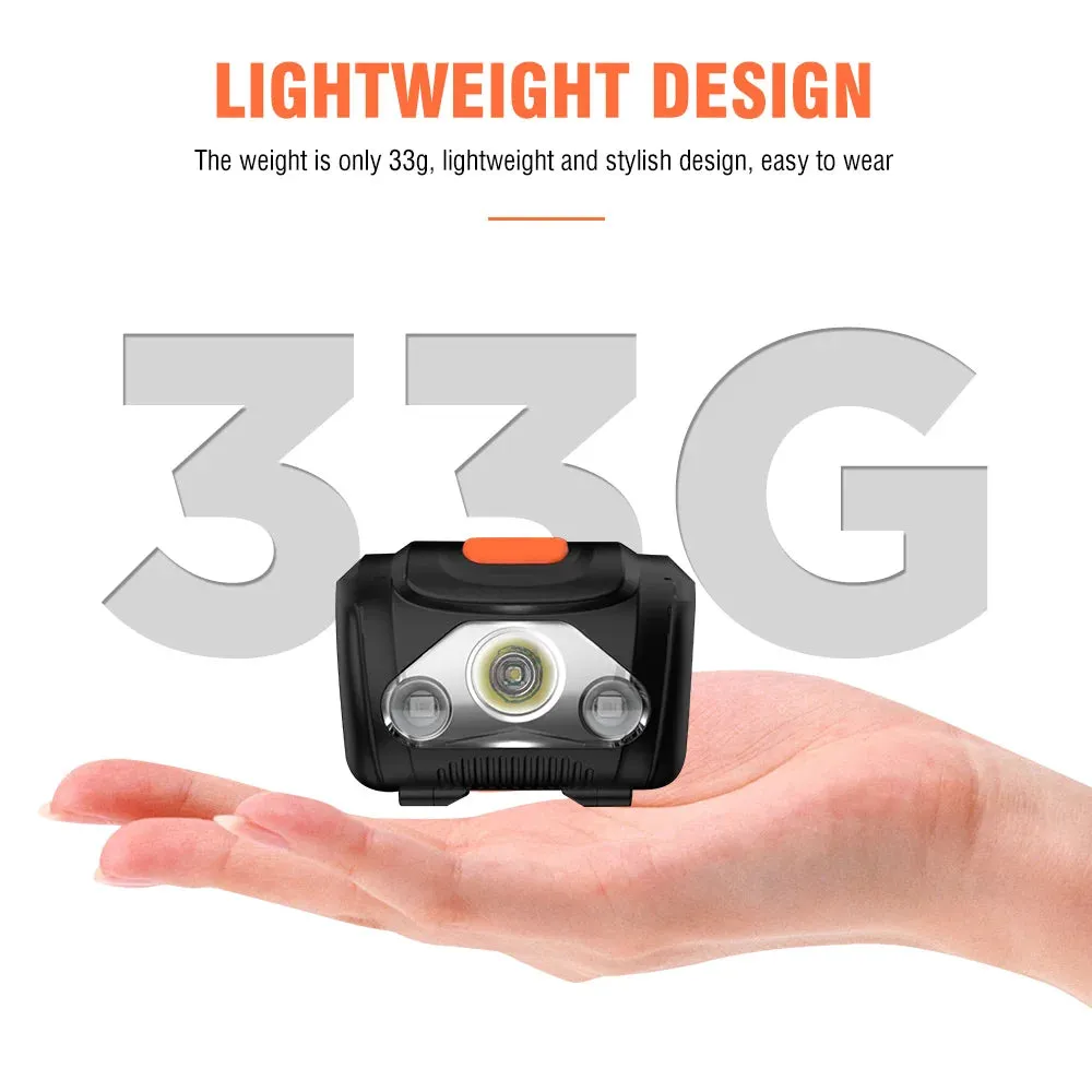 BORUiT XPE 2835 LED Mini Headlamp 4-Mode ABS Headlight IPX4 Waterproof Head Torch by AAA Battery Fshing Hunting Lantern