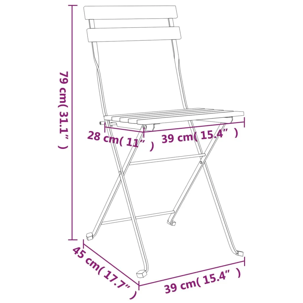 Chair Folding Chair Outdoor Patio Furniture Solid Wood Teak and Steel