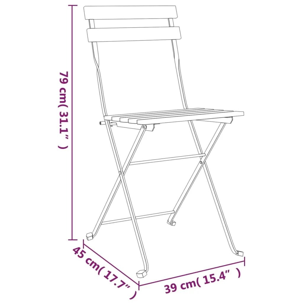 Chair Folding Chair Outdoor Patio Furniture Solid Wood Teak and Steel