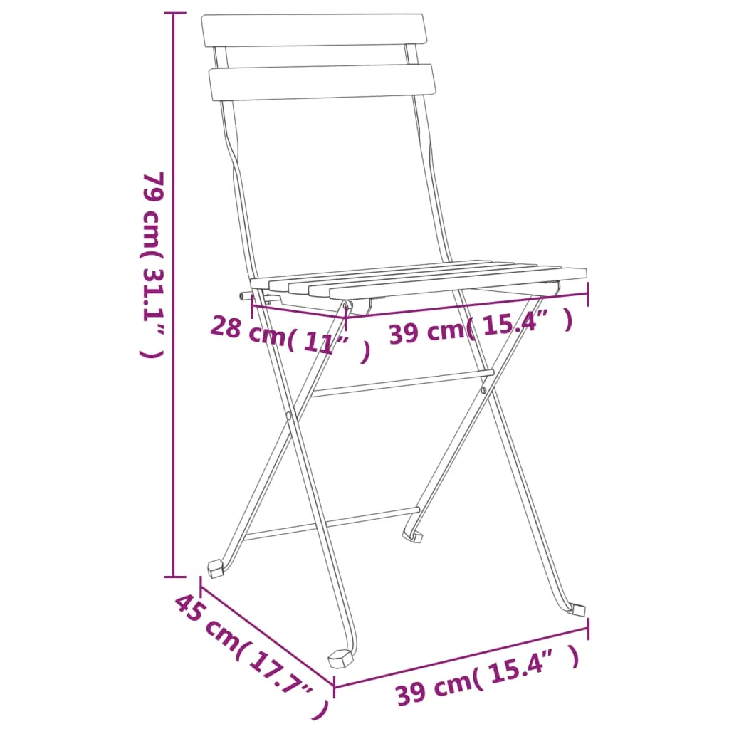Chair Folding Chair Outdoor Patio Furniture Solid Wood Teak and Steel