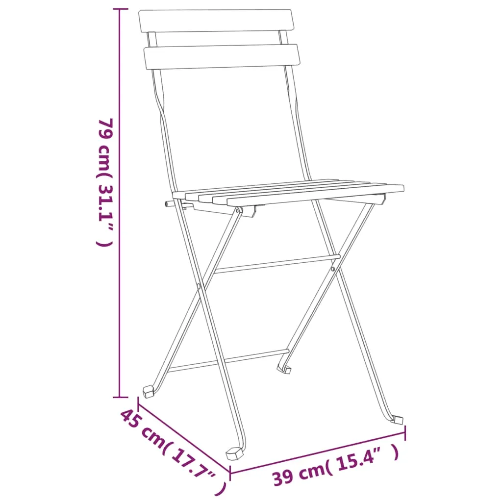 Chair Folding Chair Outdoor Patio Furniture Solid Wood Teak and Steel