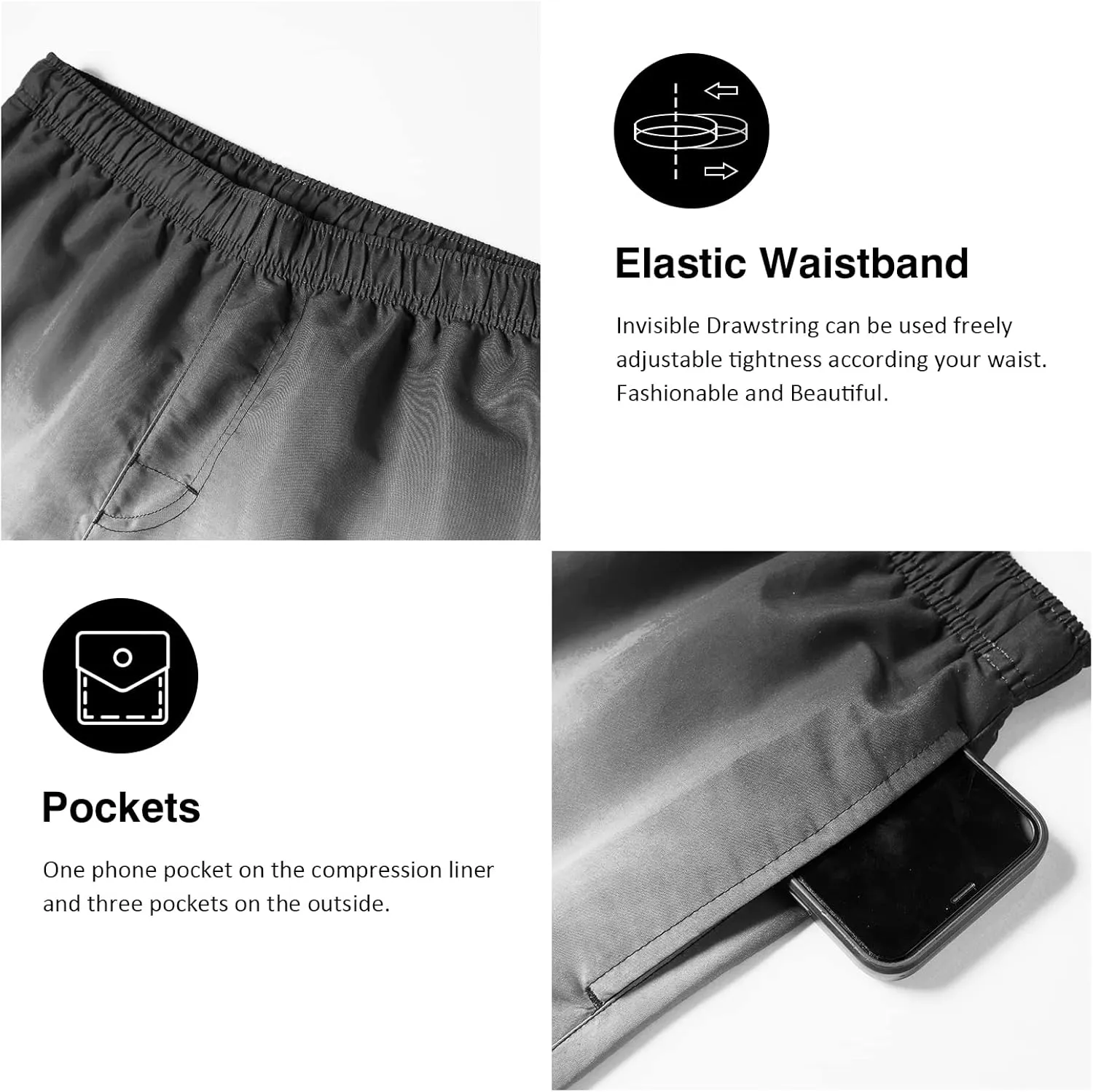 CHEXPEL Men's Swim Trunks Quick Dry Beach Shorts with Pockets and Compression Liner 7 Inch Inseam Bathing Suits