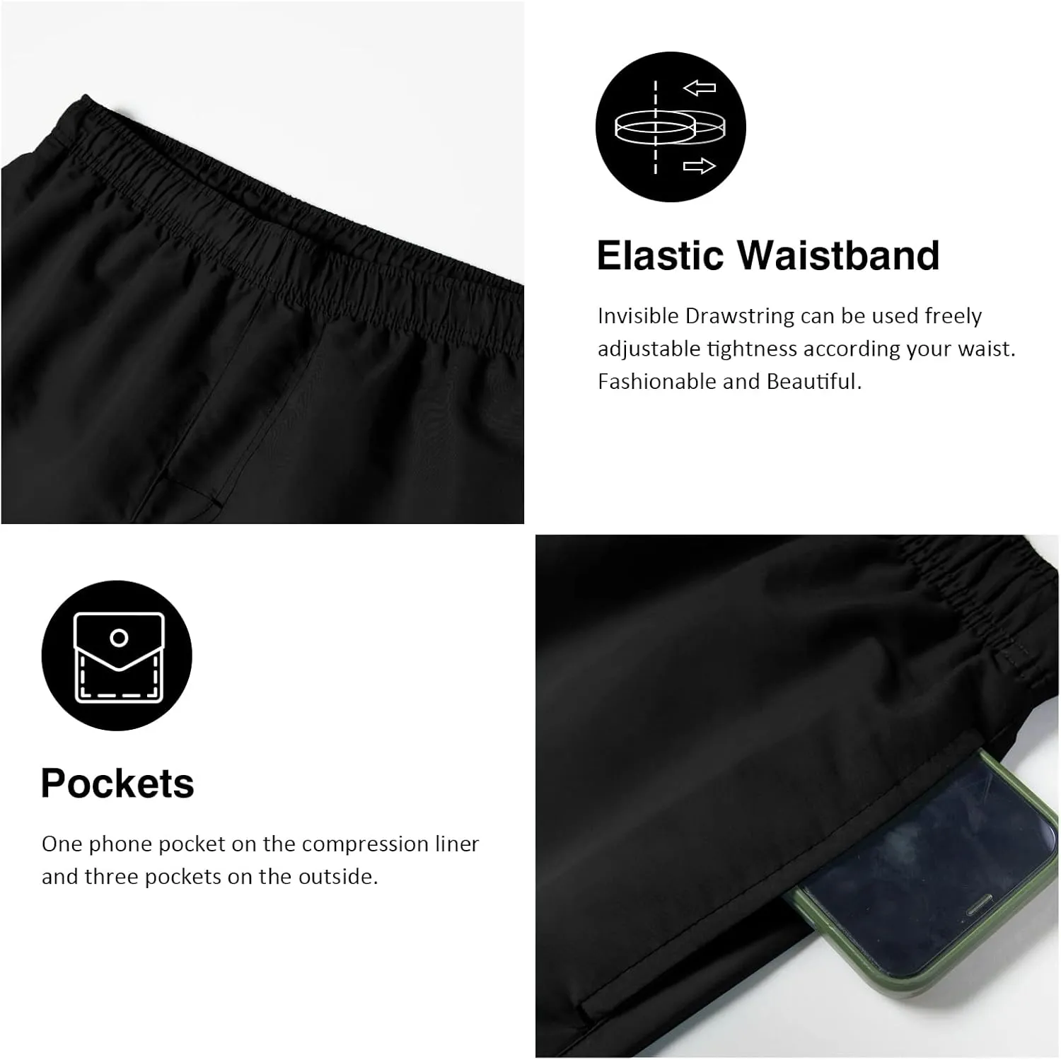 CHEXPEL Men's Swim Trunks Quick Dry Beach Shorts with Pockets and Compression Liner 7 Inch Inseam Bathing Suits