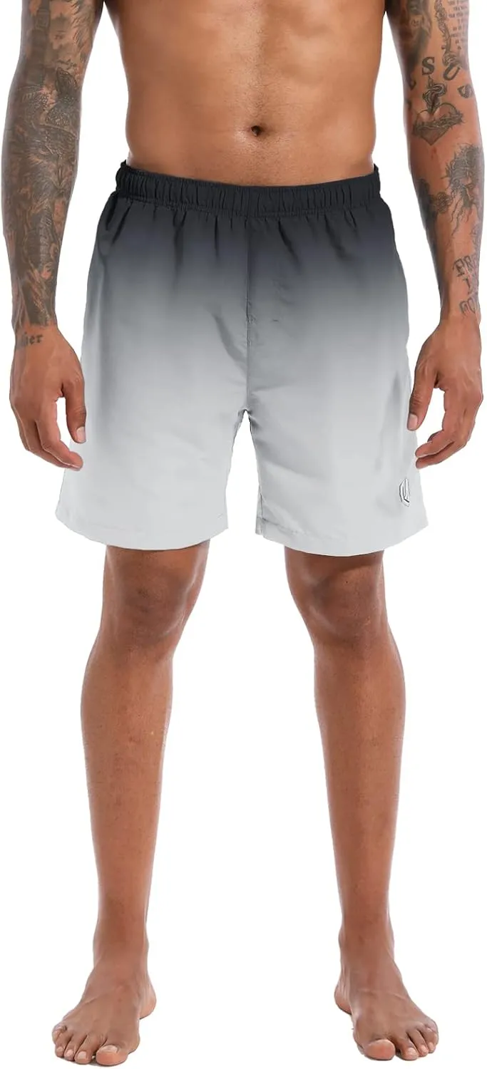 CHEXPEL Men's Swim Trunks Quick Dry Beach Shorts with Pockets and Compression Liner 7 Inch Inseam Bathing Suits