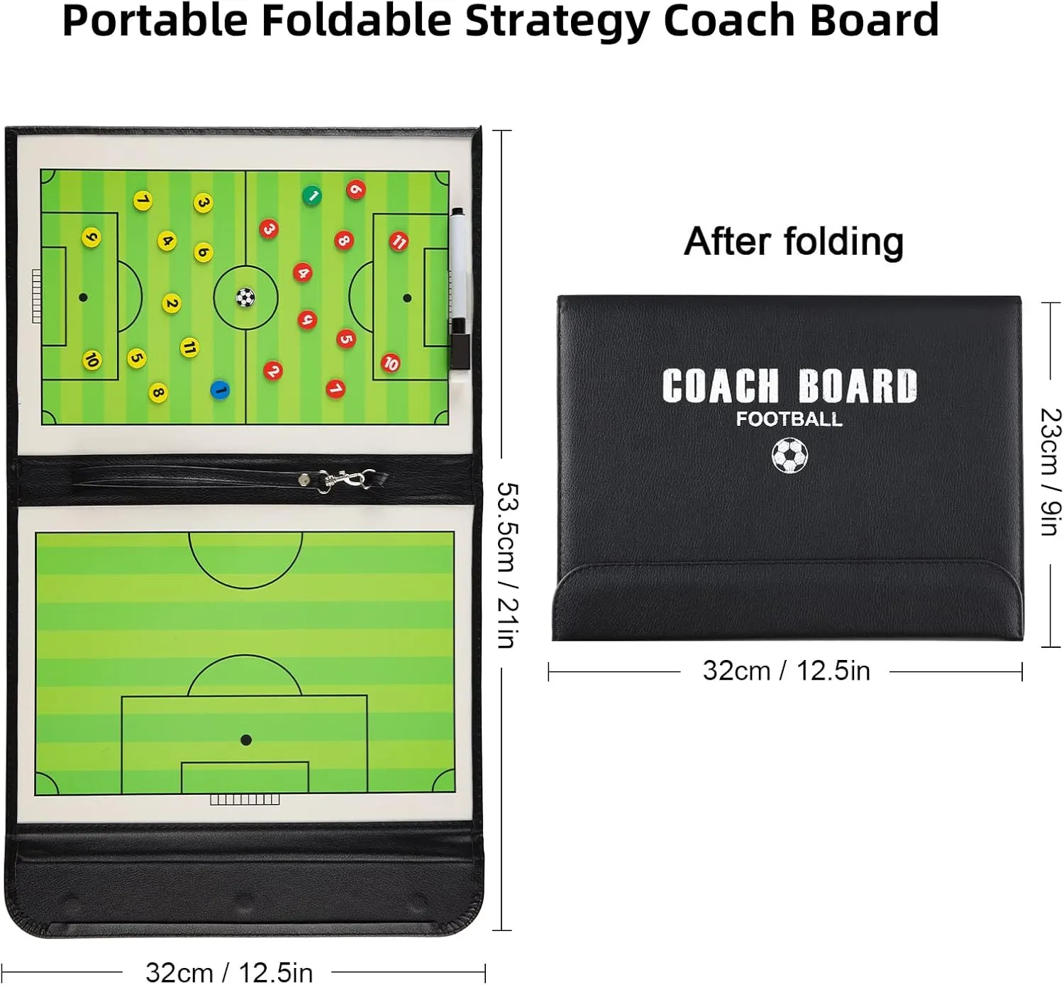 Coaching Board Coaches Clipboard Tactical Magnetic Board Kit, Portable Strategy Coach Board with Dry Erase, Marker Pen and Zipper Bag.Basketball Board Coaches,Football Board,Soccer Coaching Board