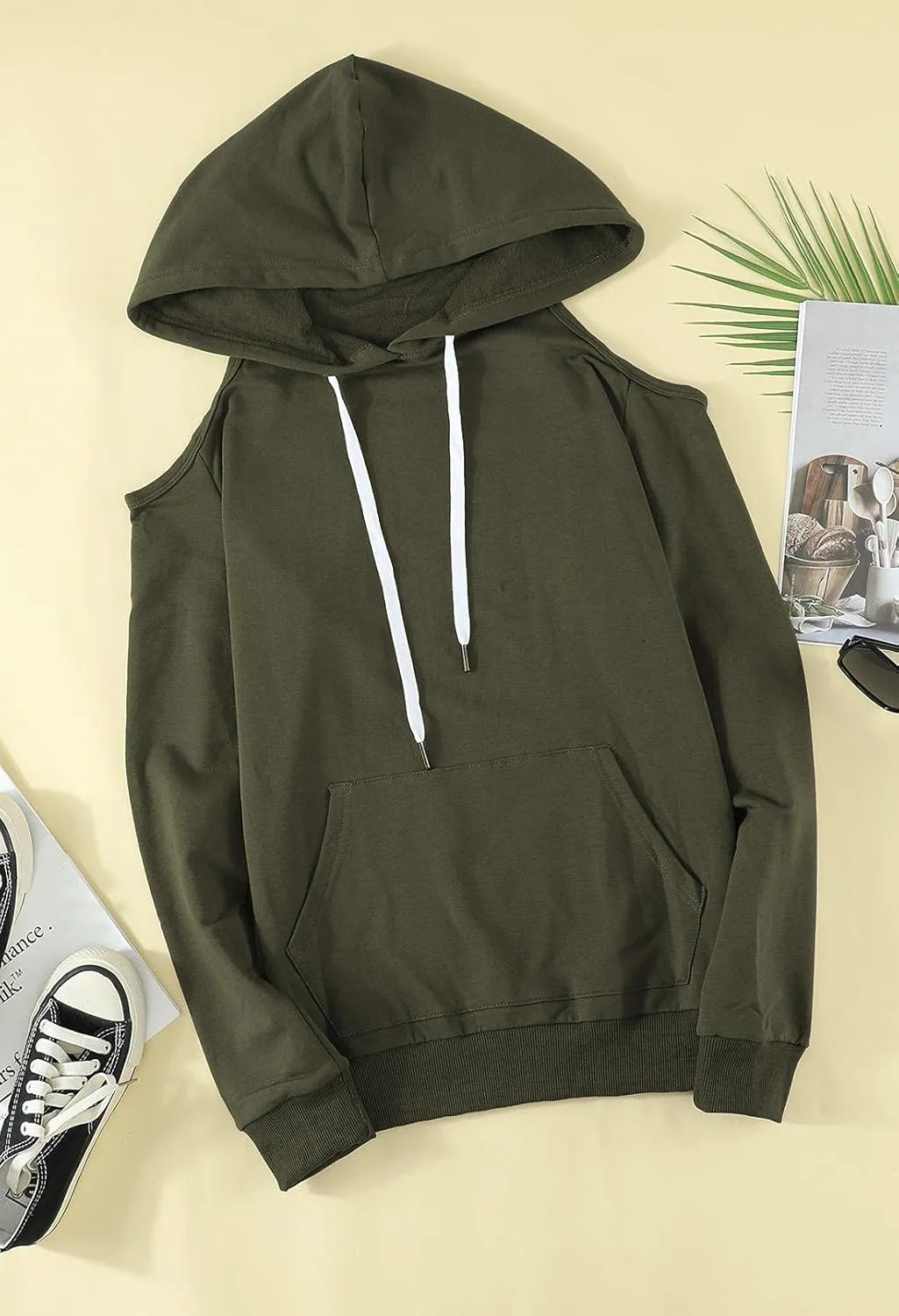 Cutiefox Women's Casual Long Sleeve Drawstring Hoodie Sweatshirts Pullover with Pockets