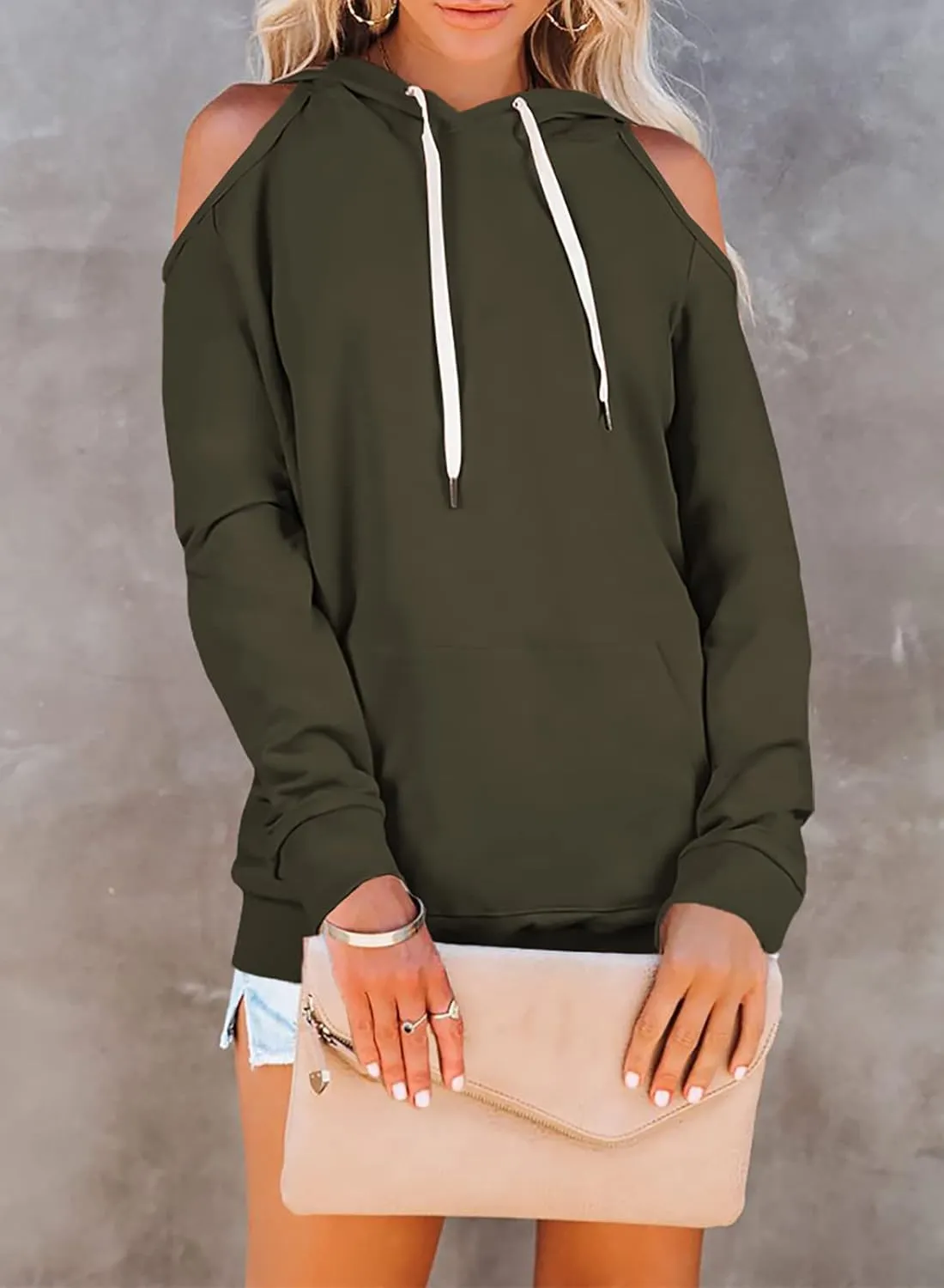 Cutiefox Women's Casual Long Sleeve Drawstring Hoodie Sweatshirts Pullover with Pockets