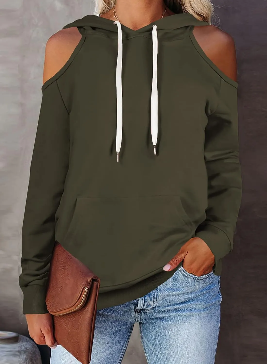 Cutiefox Women's Casual Long Sleeve Drawstring Hoodie Sweatshirts Pullover with Pockets