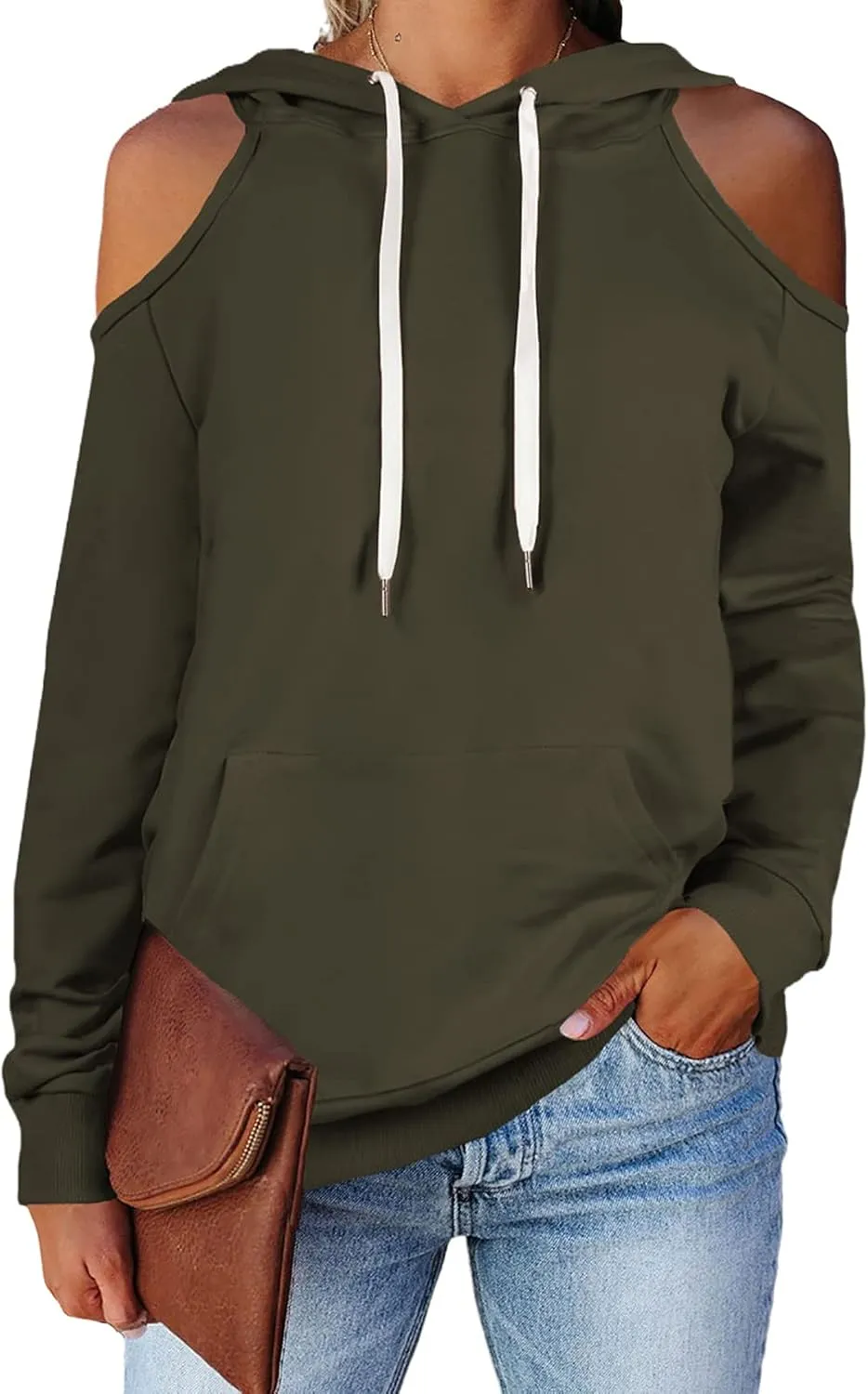 Cutiefox Women's Casual Long Sleeve Drawstring Hoodie Sweatshirts Pullover with Pockets