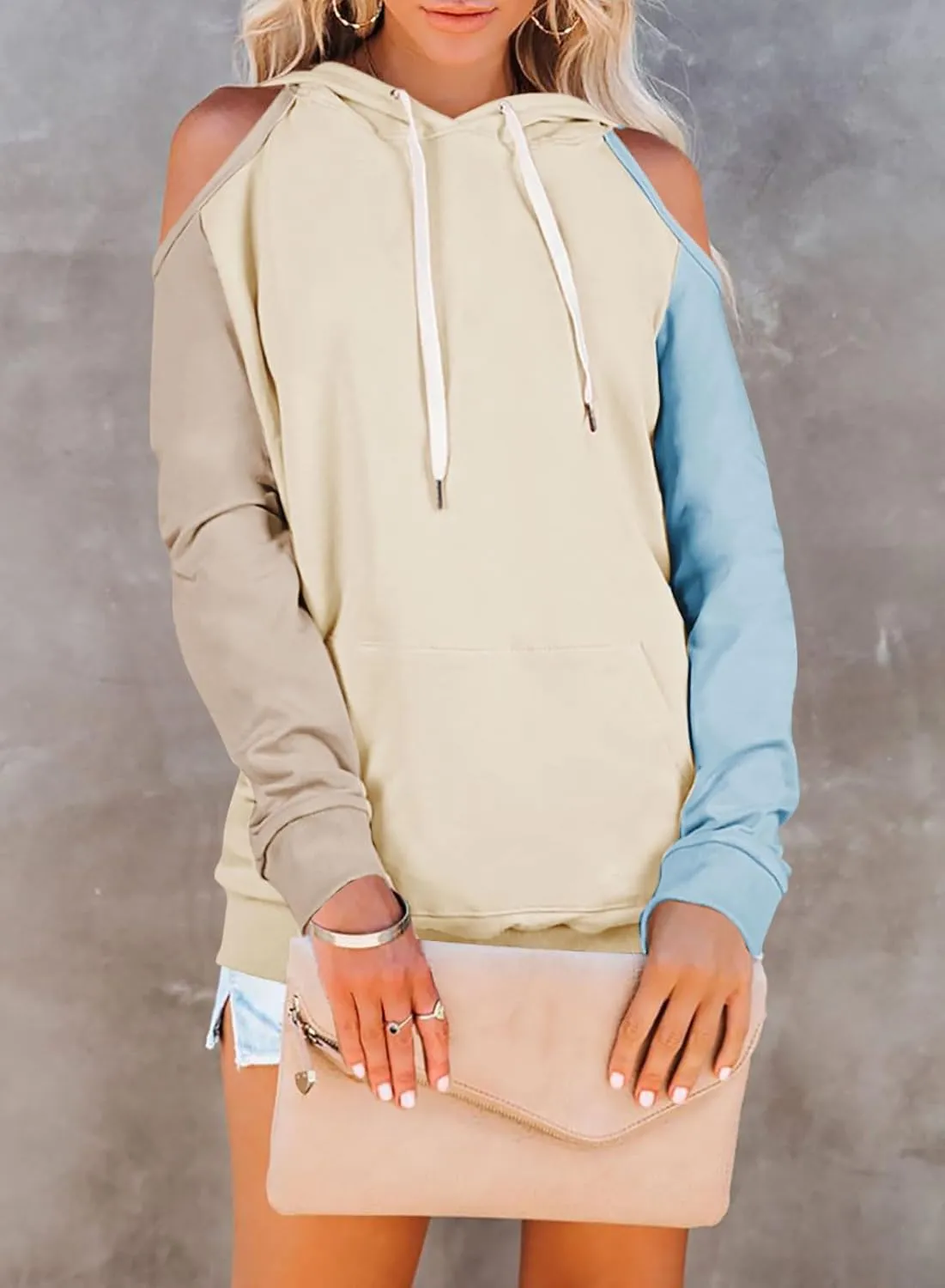 Cutiefox Women's Casual Long Sleeve Drawstring Hoodie Sweatshirts Pullover with Pockets