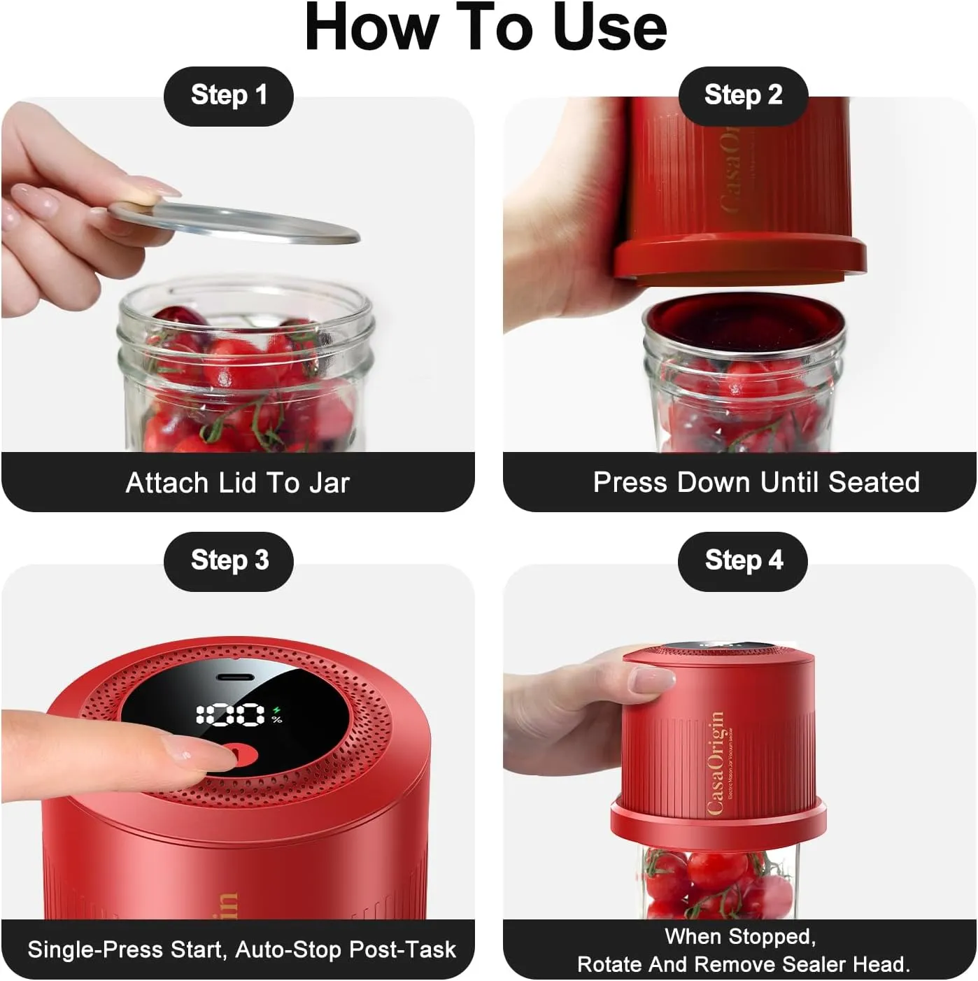 Electric Mason Jar Vacuum Sealer Kit with 10 Canner lids and Can Opener for Regular and Wide Mouth Jars