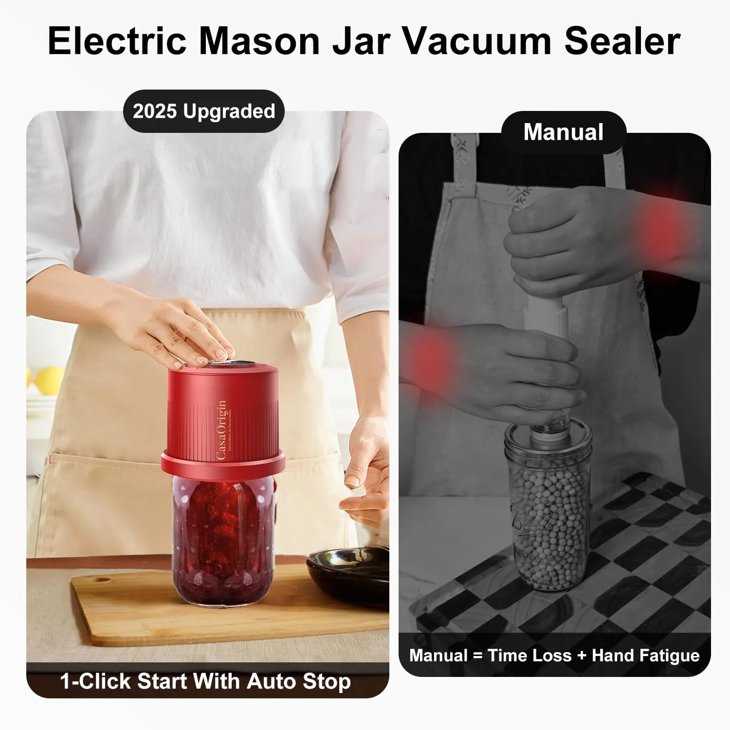 Electric Mason Jar Vacuum Sealer Kit with 10 Canner lids and Can Opener for Regular and Wide Mouth Jars