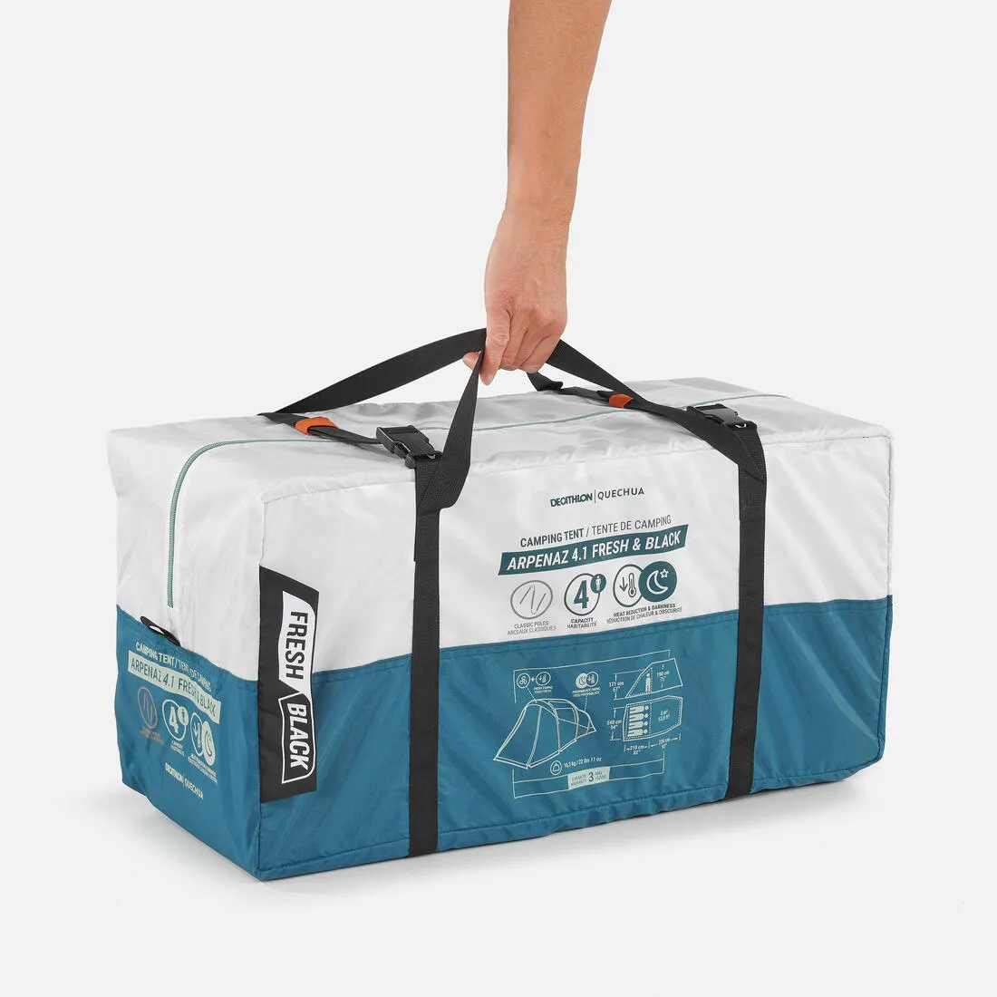 Family Tent 4 Person - Arpenaz 4.1 Fresh & Black