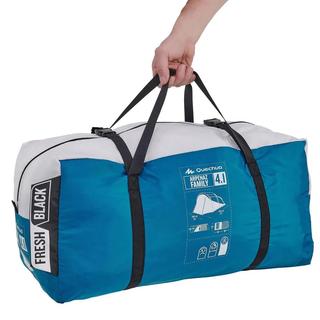 Family Tent 4 Person - Arpenaz 4.1 Fresh & Black