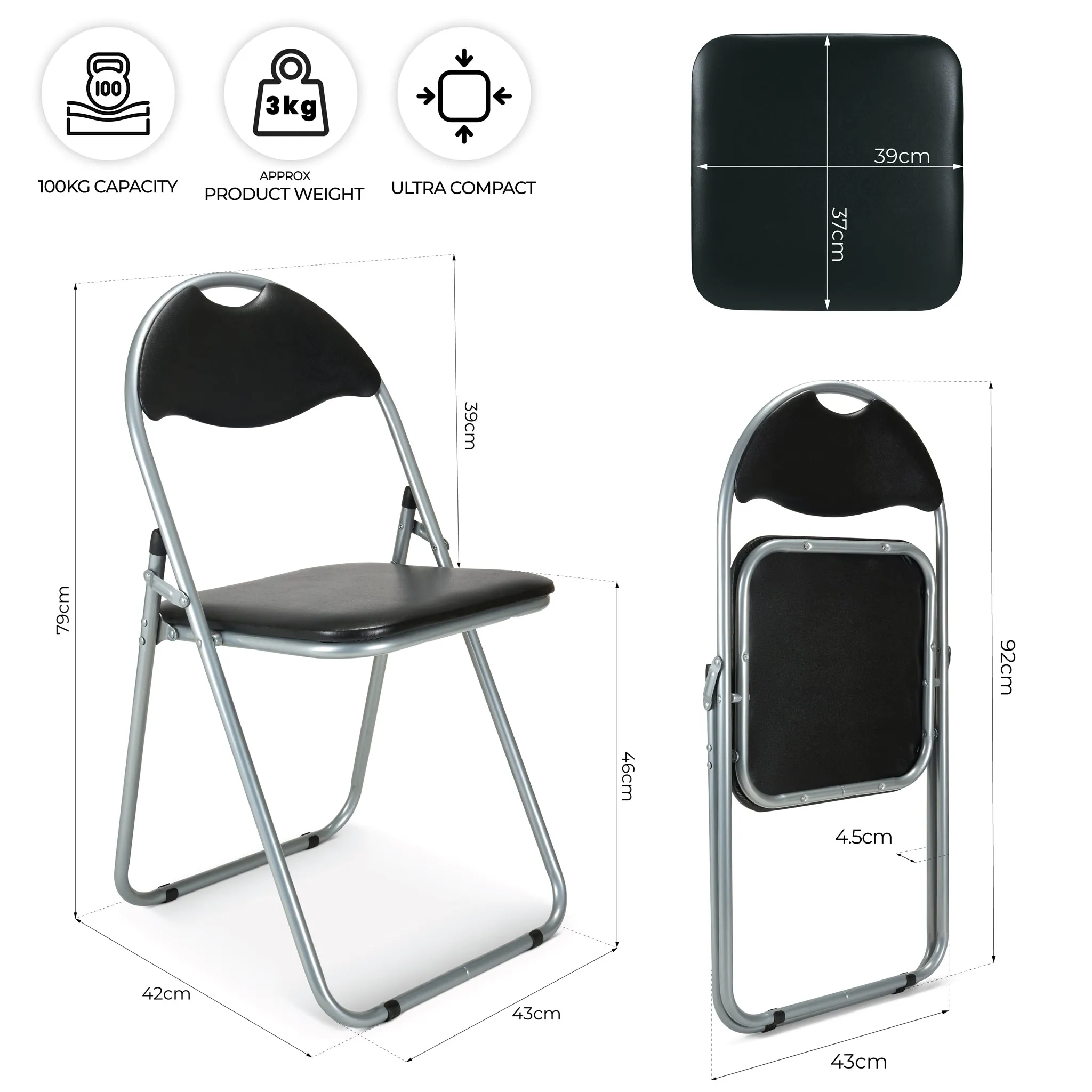 Folding Padded Office Dining Desk Chair - Green