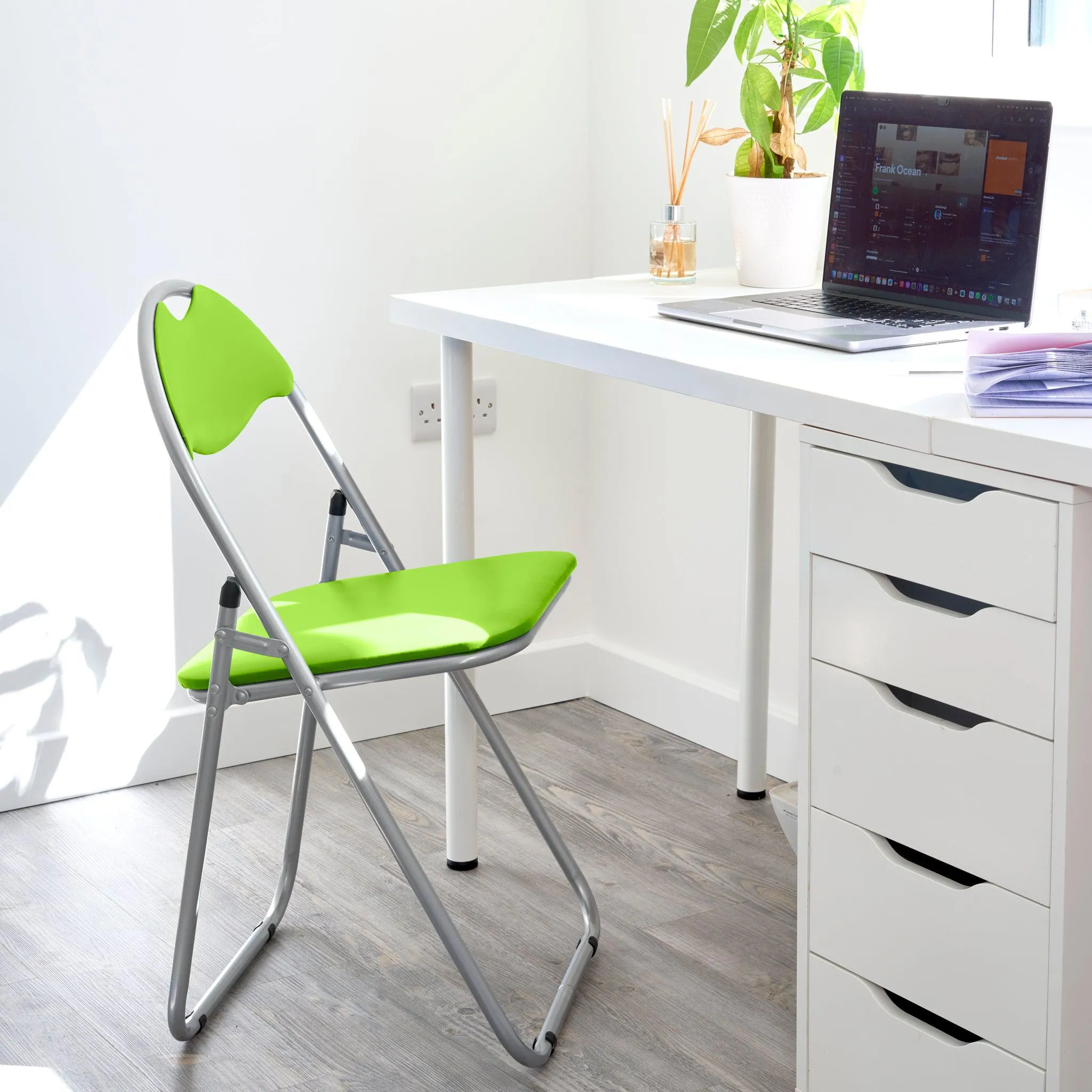 Folding Padded Office Dining Desk Chair - Green