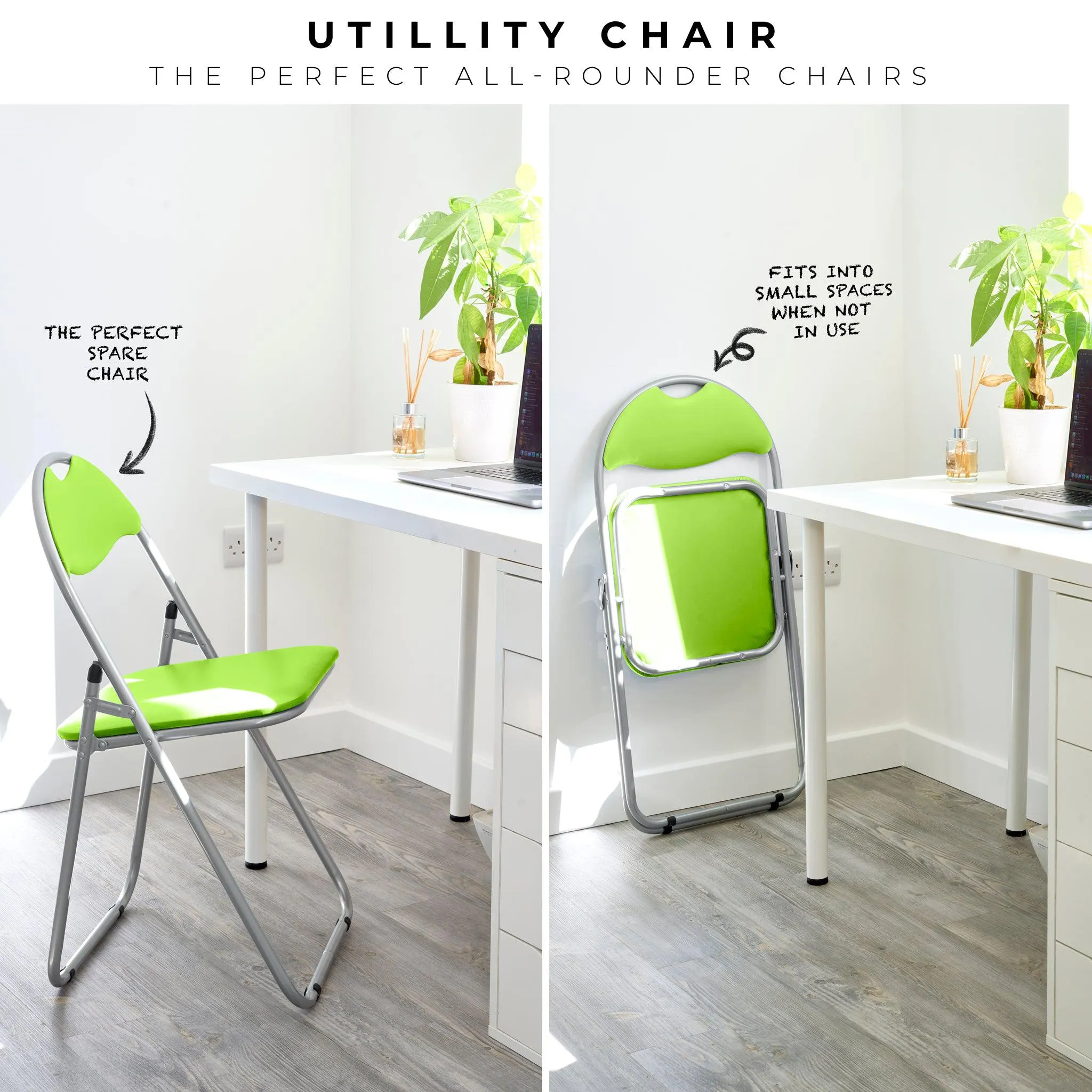 Folding Padded Office Dining Desk Chair - Green