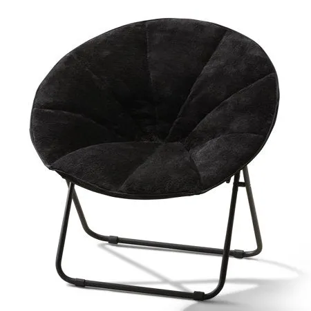 Folding Plush Saucer Chair Black/Blue
