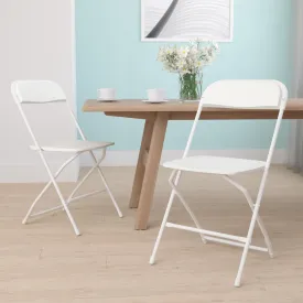 Hercules Series Plastic Folding Chair White - 2 Pack 650LB Weight Capacity Comfortable Event Chair-Lightweight Folding Chair