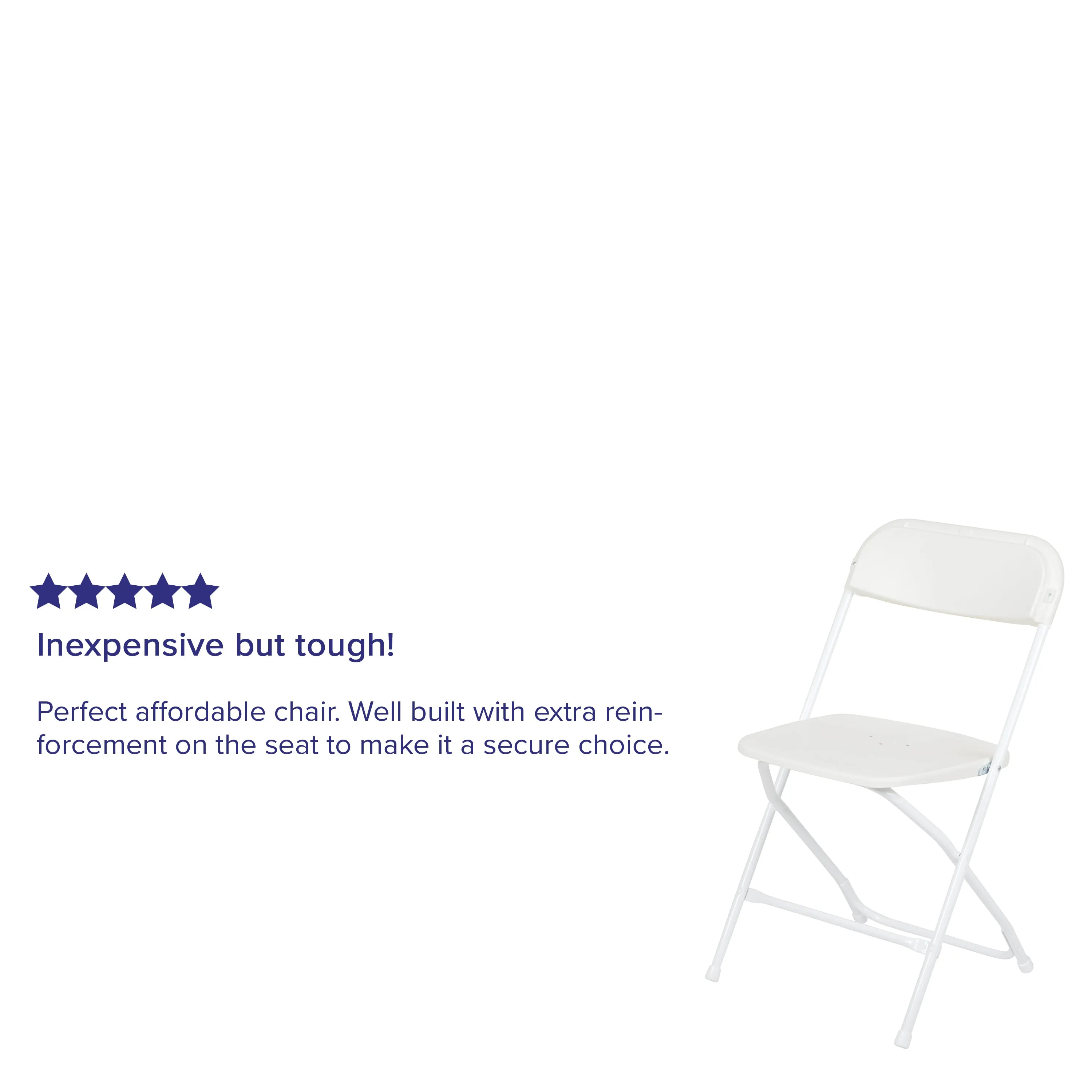 Hercules Series Plastic Folding Chair White - 2 Pack 650LB Weight Capacity Comfortable Event Chair-Lightweight Folding Chair