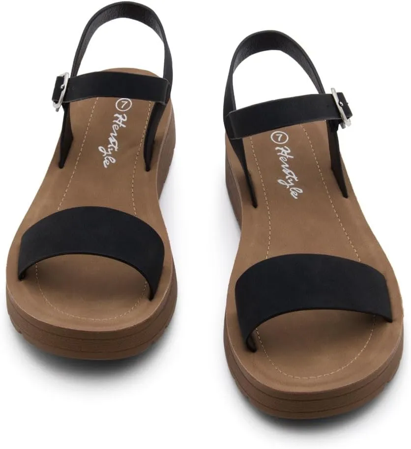 Herstyle Womens Flat Sandals  One Band Ankle Strap Dressy Casual Sandals with Cushioned Footbed | Comfortable Open Toe Walking Shoes for Summer & Daily Wear