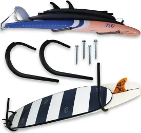 Ho Stevie! Surfboard Ceiling Racks - Free Up Your Floor Space - Hang Up To 3 Surf or SUP Boards - Wont Rust/Corrode - Heavy Duty 75lbs Max - Easy Installation (Hardware Included)
