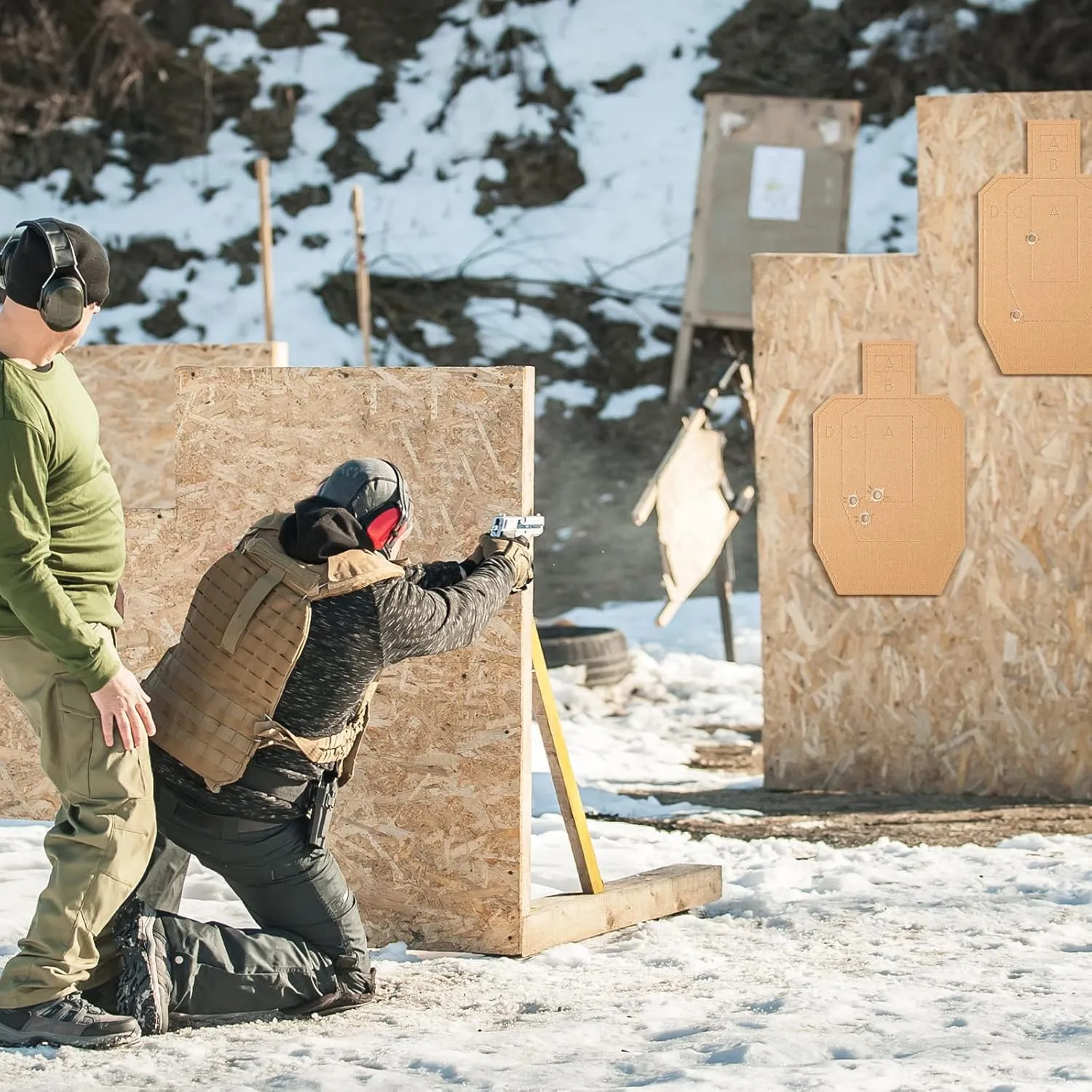 Hungdao IPSC Shooting Cardboard Targets Competition Silhouette Tactical Cardboard Targets for Practical Shooting Training Range Practice Competitions Self-Defense Training