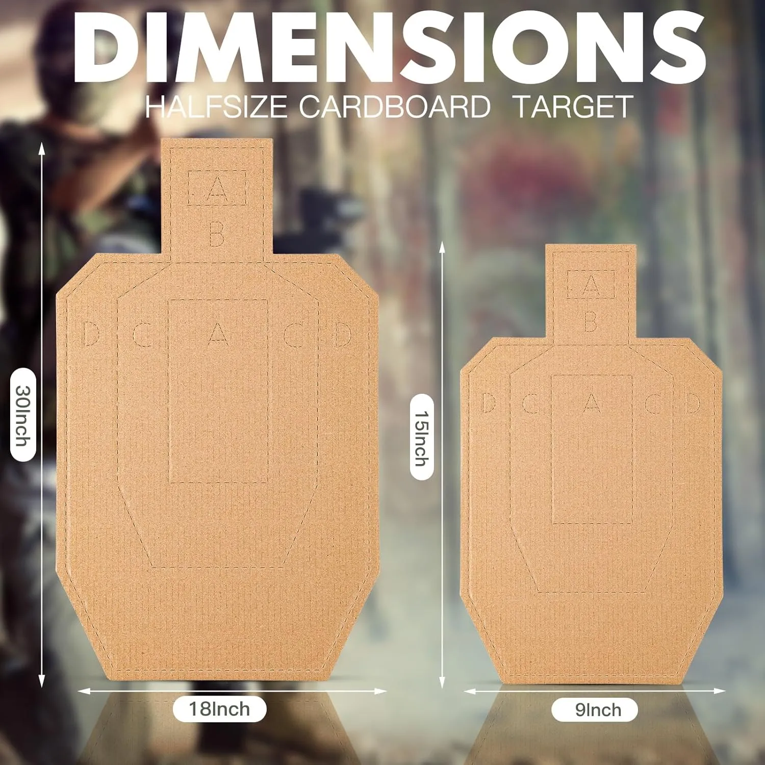 Hungdao IPSC Shooting Cardboard Targets Competition Silhouette Tactical Cardboard Targets for Practical Shooting Training Range Practice Competitions Self-Defense Training