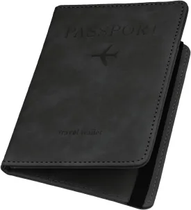 ILIYAH-Passport Cover-Passport Holder Travel Wallet-RFID-Blocking Passport Case Travel Accessories Card Holder Wallet Unisex Travel GiftsBlack