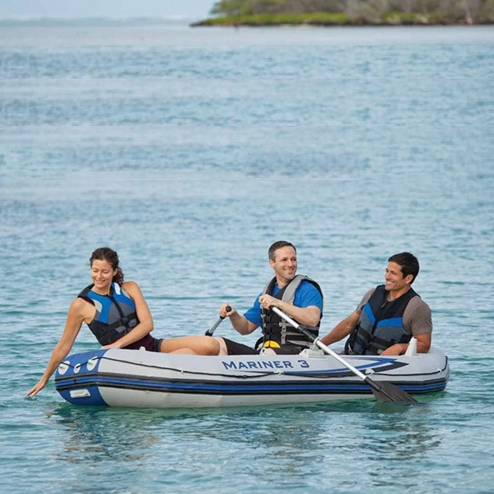 Inflatable Kayak, 3-Person Inflatable Kayak Set with Aluminum Oars and Manual Air Pump Ideal for Lakes or Sea Shores,Grey