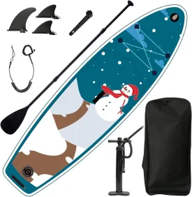 Inflatable Stand Up Paddle Board 9.9'x33 with Premium SUP Accessories & Backpack, Wide Stance, Bottom Fin for Paddling, Paddle, Leash, Surf Control, Non-Slip Deck for Youth & Adult