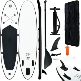 Inflatable Stand Up Paddle Board Set with Accessories, Black and White Design