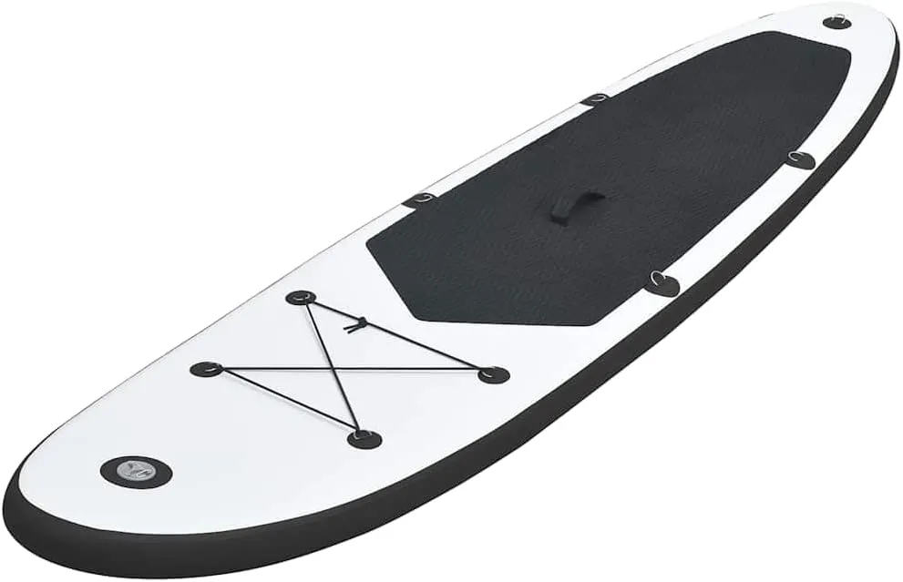 Inflatable Stand Up Paddleboard Set, Puncture-Proof and Durable, Includes Aluminum Oar and High-Pressure Pump, Black and White