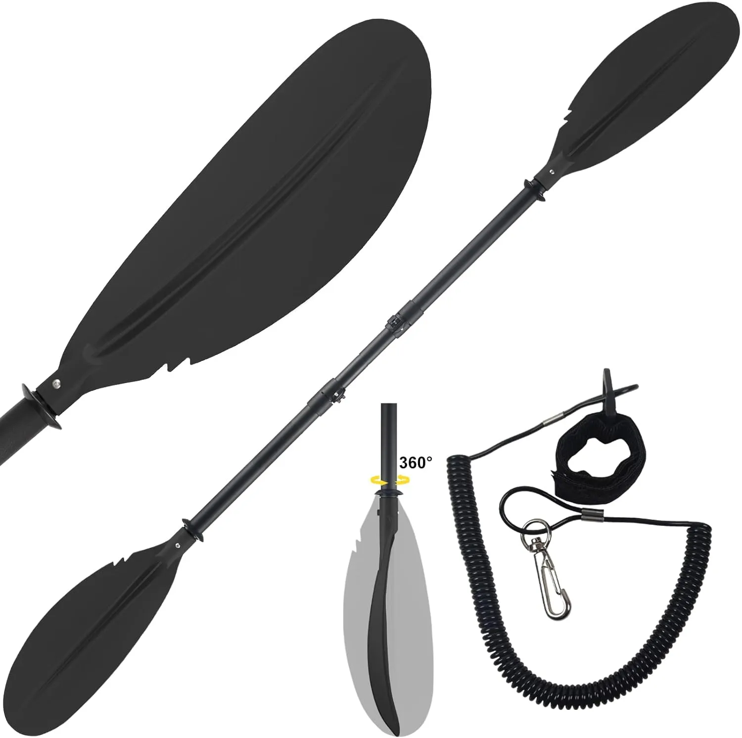 Kayak Paddle for Adults,70 to 95in Paddle Board Paddles Telescopic Frosted Pipe Shaft Kayaking Boating Canoeing with 1 Free Paddle Leash Double Oar Float Paddle Sturdy Durable