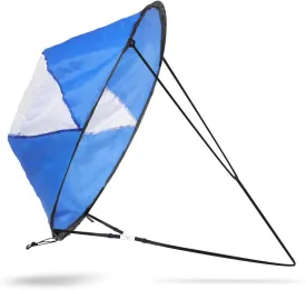 Kayak Sail Wind Sail 108cm Blue & White Canoe Sail Transparent Window UV, Easy Setup & Control